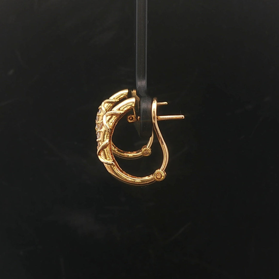 18k Yellow Gold and 0.24cttw Diamond French Back Huggie Earrings