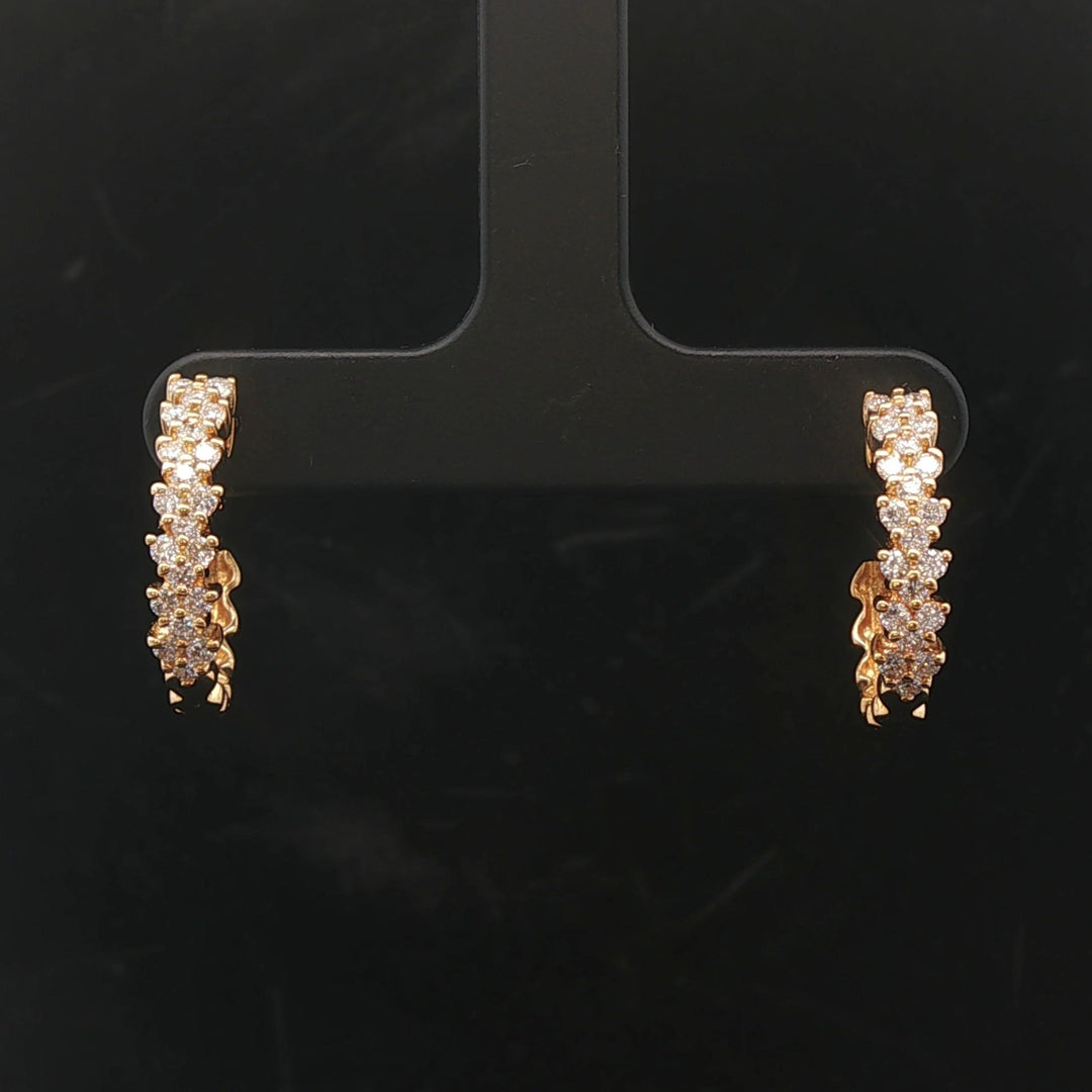 18k Yellow Gold and 0.42cttw Diamond Half Hoop Earrings