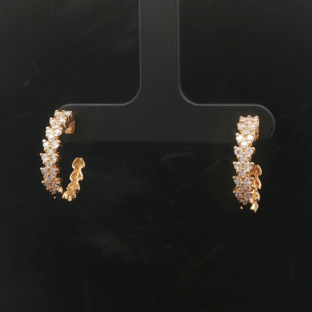 18k Yellow Gold and 0.42cttw Diamond Half Hoop Earrings