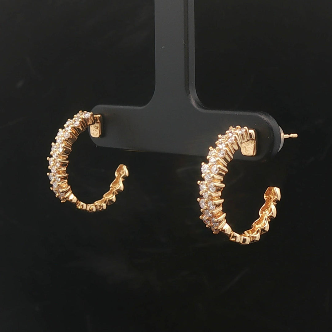 18k Yellow Gold and 0.42cttw Diamond Half Hoop Earrings