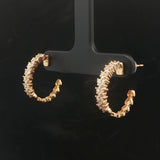 18k Yellow Gold and 0.42cttw Diamond Half Hoop Earrings