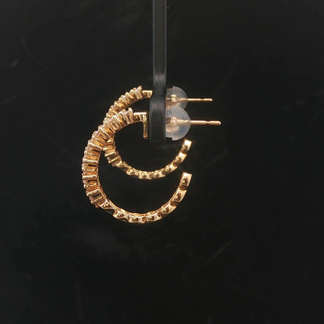 18k Yellow Gold and 0.42cttw Diamond Half Hoop Earrings