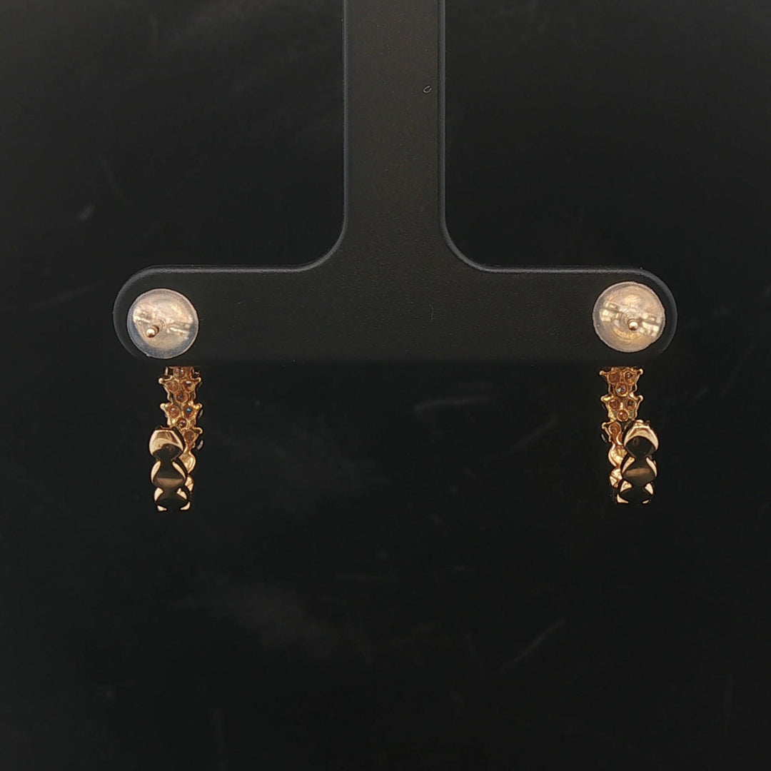 18k Yellow Gold and 0.42cttw Diamond Half Hoop Earrings