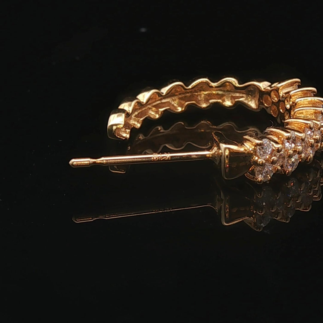 18k Yellow Gold and 0.42cttw Diamond Half Hoop Earrings