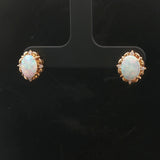 18k Yellow Gold Opal and Diamond Stud Earrings