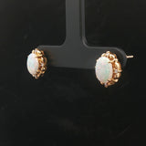 18k Yellow Gold Opal and Diamond Stud Earrings