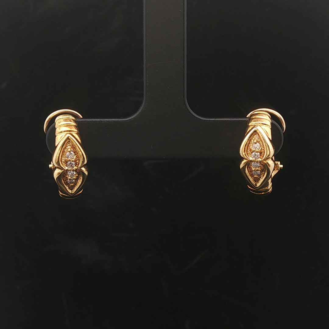 18k Yellow Gold and Diamond 5g French Back Huggie Earrings