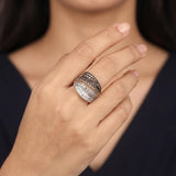 Sonia B 18k Two Tone Gold 2.25cttw Diamond Large Crossover Band Ring Size 7