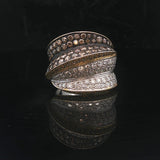 Sonia B 18k Two Tone Gold 2.25cttw Diamond Large Crossover Band Ring Size 7