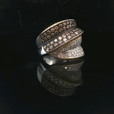 Sonia B 18k Two Tone Gold 2.25cttw Diamond Large Crossover Band Ring Size 7