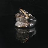 Sonia B 18k Two Tone Gold 2.25cttw Diamond Large Crossover Band Ring Size 7