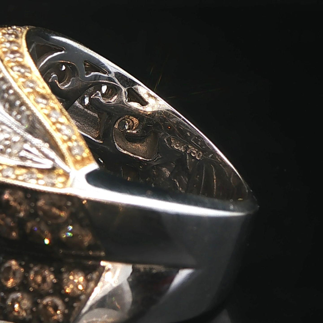 Sonia B 18k Two Tone Gold 2.25cttw Diamond Large Crossover Band Ring Size 7