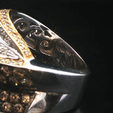 Sonia B 18k Two Tone Gold 2.25cttw Diamond Large Crossover Band Ring Size 7