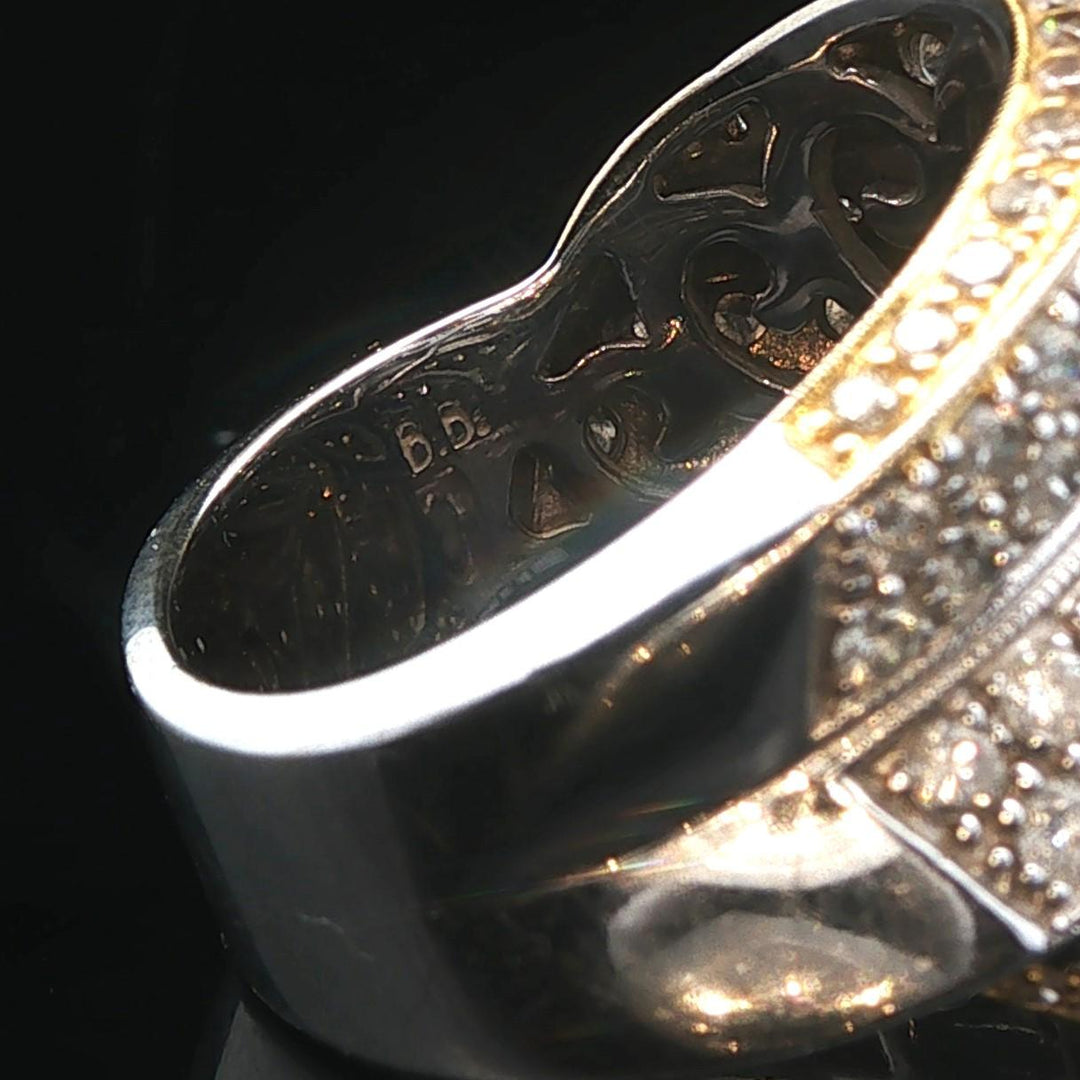 Sonia B 18k Two Tone Gold 2.25cttw Diamond Large Crossover Band Ring Size 7