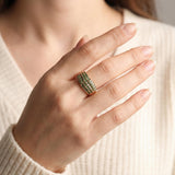 14k Yellow Gold and Tsavorite 5.5g Ladies Band Ring Size 9