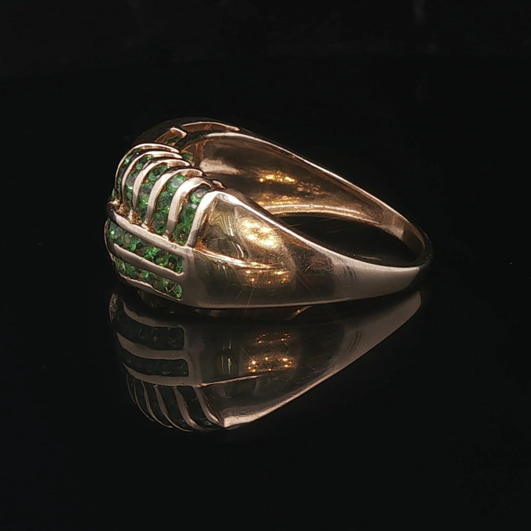 14k Yellow Gold and Tsavorite 5.5g Ladies Band Ring Size 9