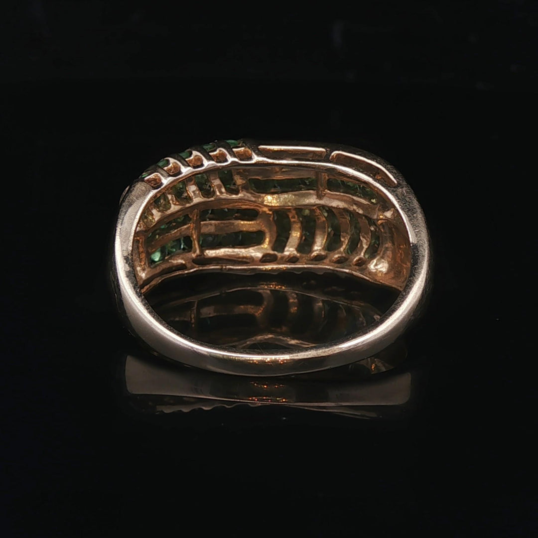 14k Yellow Gold and Tsavorite 5.5g Ladies Band Ring Size 9