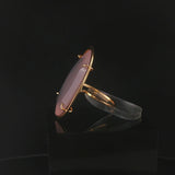 Tous 18k Yellow Gold and Pink Quartz Prong Set Ring Size 8