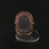 Tous 18k Yellow Gold and Pink Quartz Prong Set Ring Size 8