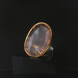 Tous 18k Yellow Gold and Pink Quartz Prong Set Ring Size 8