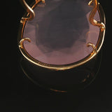 Tous 18k Yellow Gold and Pink Quartz Prong Set Ring Size 8