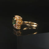 18k Yellow Gold 0.88ct Emerald and 0.62cttw Diamond Halo Ring Size 4.75