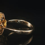 18k Yellow Gold 0.88ct Emerald and 0.62cttw Diamond Halo Ring Size 4.75