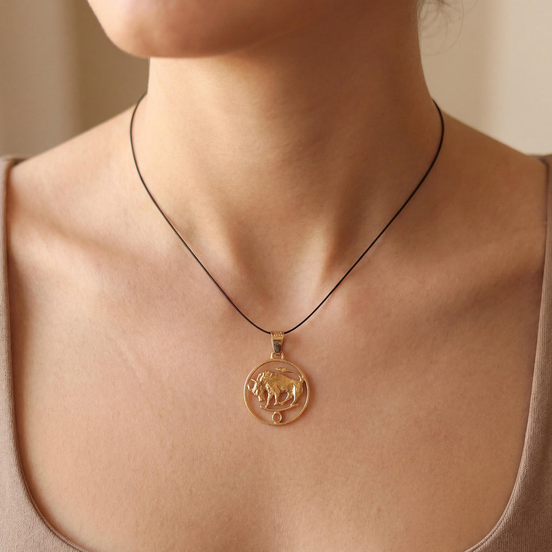 18k Yellow Gold 2.7g Taurus Zodiac Charm Pendant 1"
