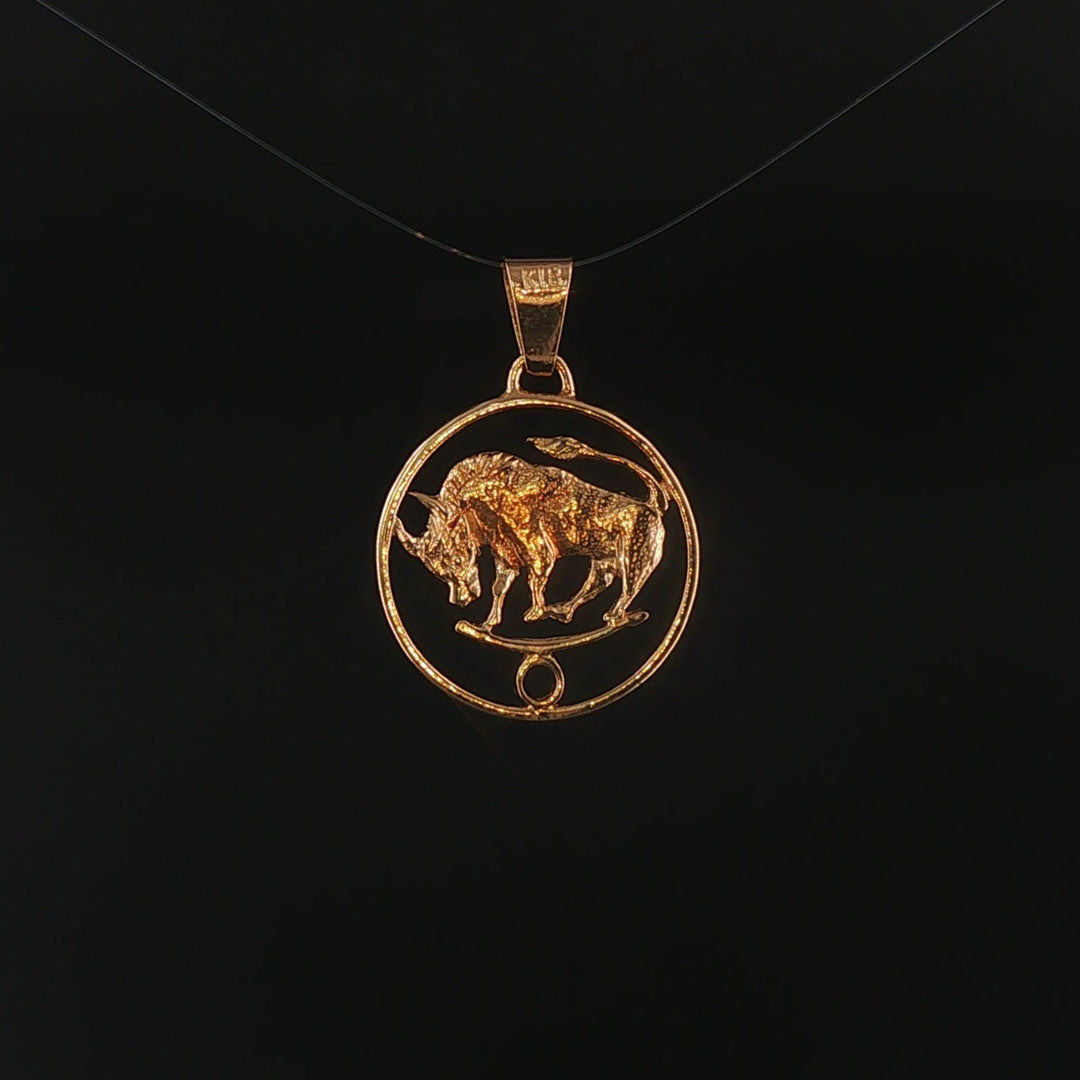 18k Yellow Gold 2.7g Taurus Zodiac Charm Pendant 1"