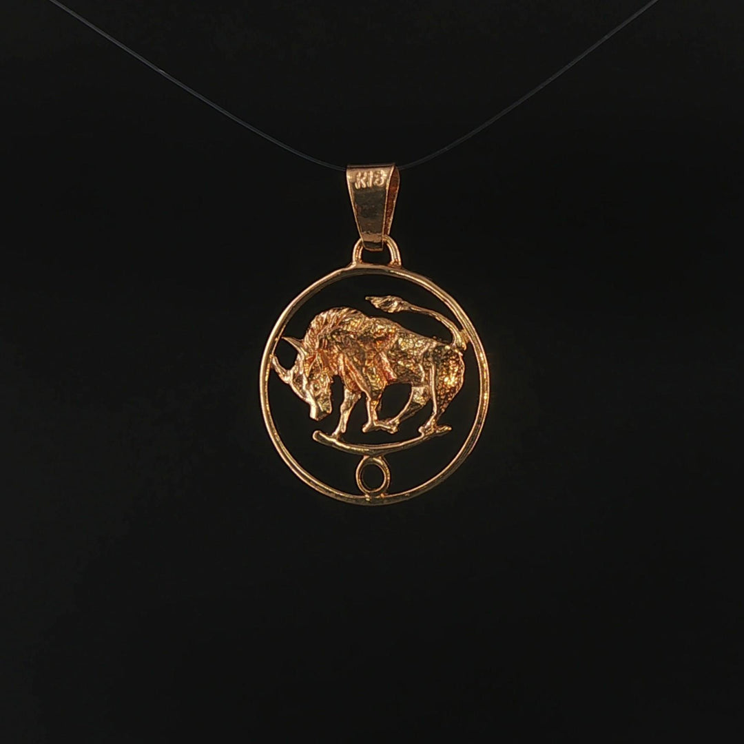 18k Yellow Gold 2.7g Taurus Zodiac Charm Pendant 1"