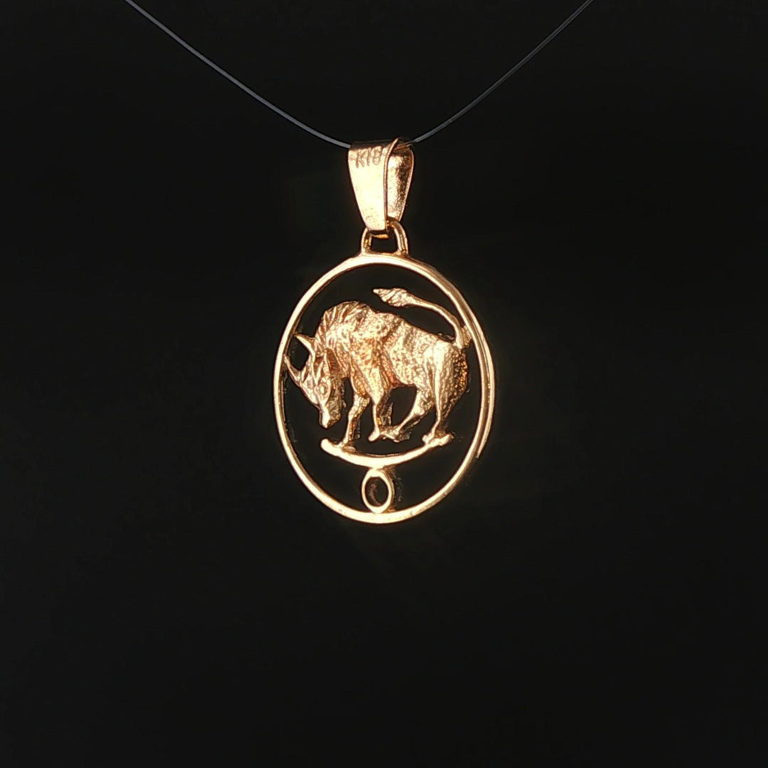 18k Yellow Gold 2.7g Taurus Zodiac Charm Pendant 1"