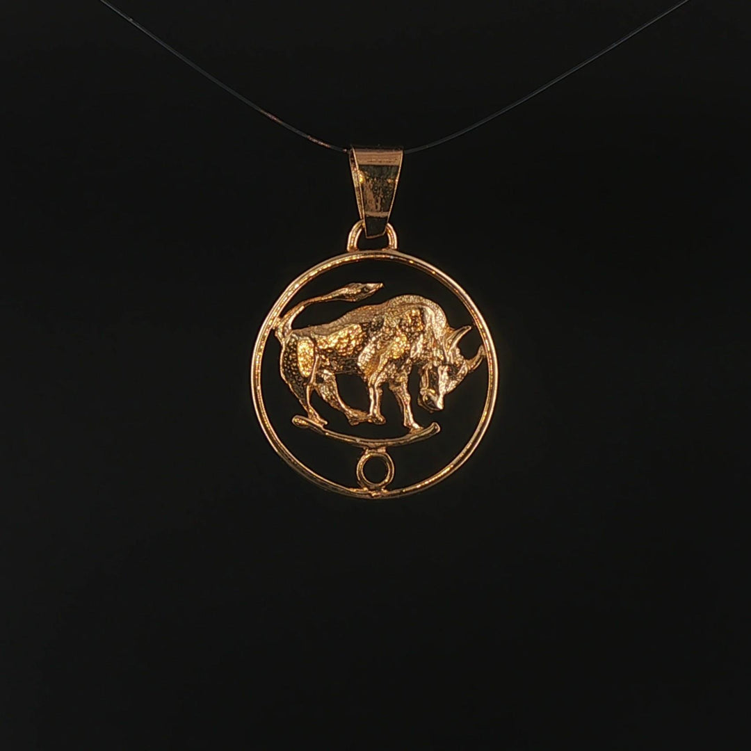 18k Yellow Gold 2.7g Taurus Zodiac Charm Pendant 1"