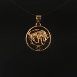 18k Yellow Gold 2.7g Taurus Zodiac Charm Pendant 1"