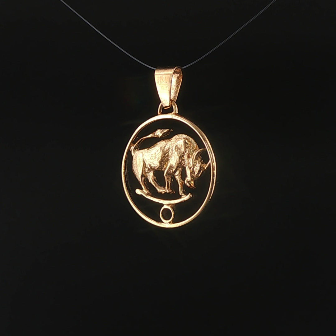 18k Yellow Gold 2.7g Taurus Zodiac Charm Pendant 1"