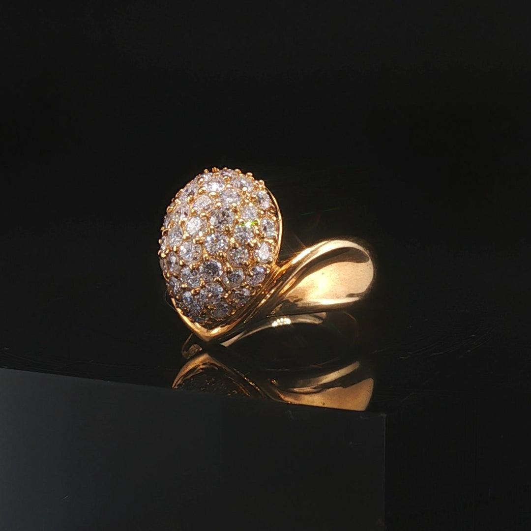 18k Yellow Gold 1.06cttw Diamond Pave Domed Bombe Ring Size 4.75