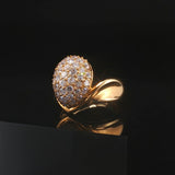 18k Yellow Gold 1.06cttw Diamond Pave Domed Bombe Ring Size 4.75