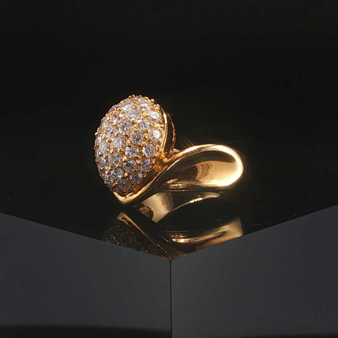 18k Yellow Gold 1.06cttw Diamond Pave Domed Bombe Ring Size 4.75