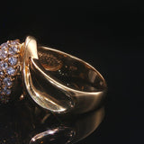 18k Yellow Gold 1.06cttw Diamond Pave Domed Bombe Ring Size 4.75
