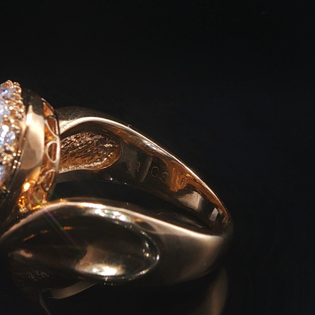18k Yellow Gold 1.06cttw Diamond Pave Domed Bombe Ring Size 4.75