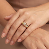 18k Yellow Gold and 0.36cttw Three Diamond Twist Band Ring Size 6