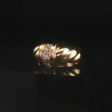 18k Yellow Gold and 0.36cttw Three Diamond Twist Band Ring Size 6