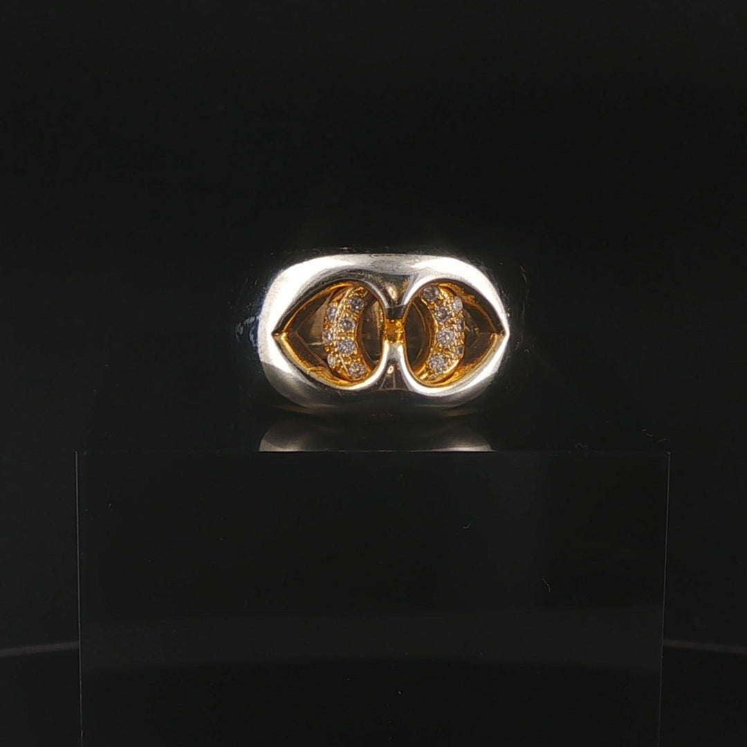 14k Yellow Gold and 0.15cttw Diamond Fancy Band Ring Size 9