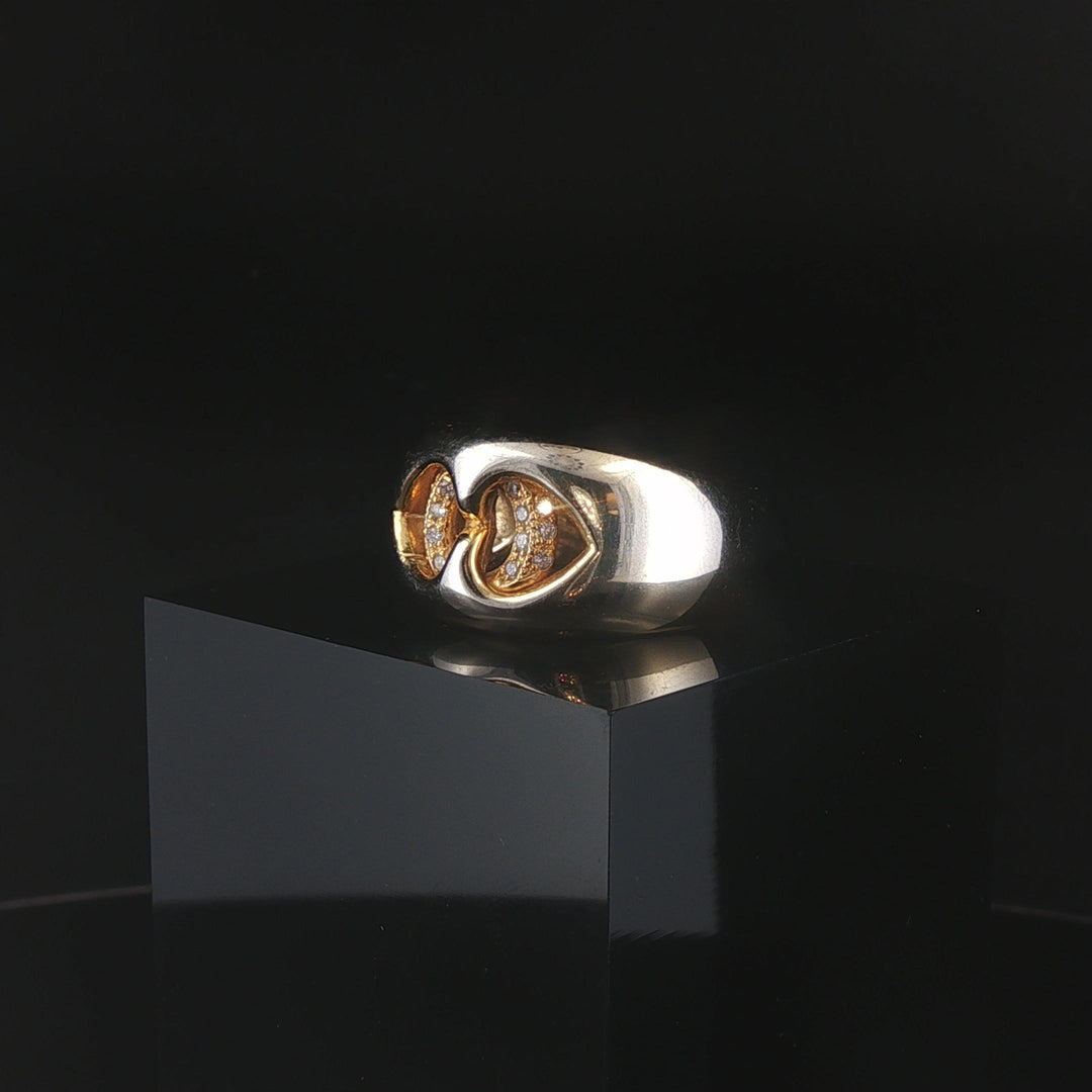 14k Yellow Gold and 0.15cttw Diamond Fancy Band Ring Size 9