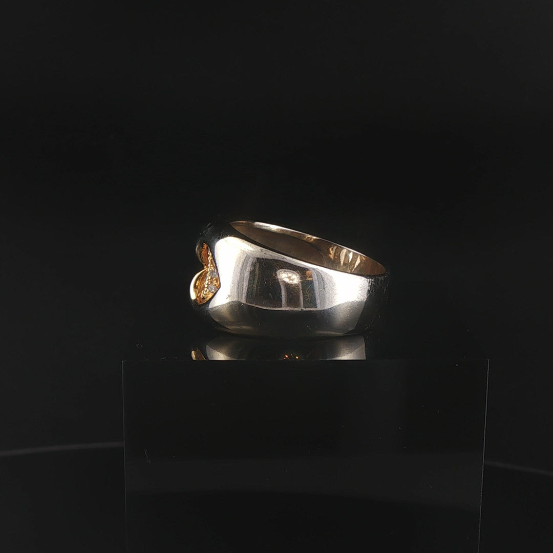 14k Yellow Gold and 0.15cttw Diamond Fancy Band Ring Size 9