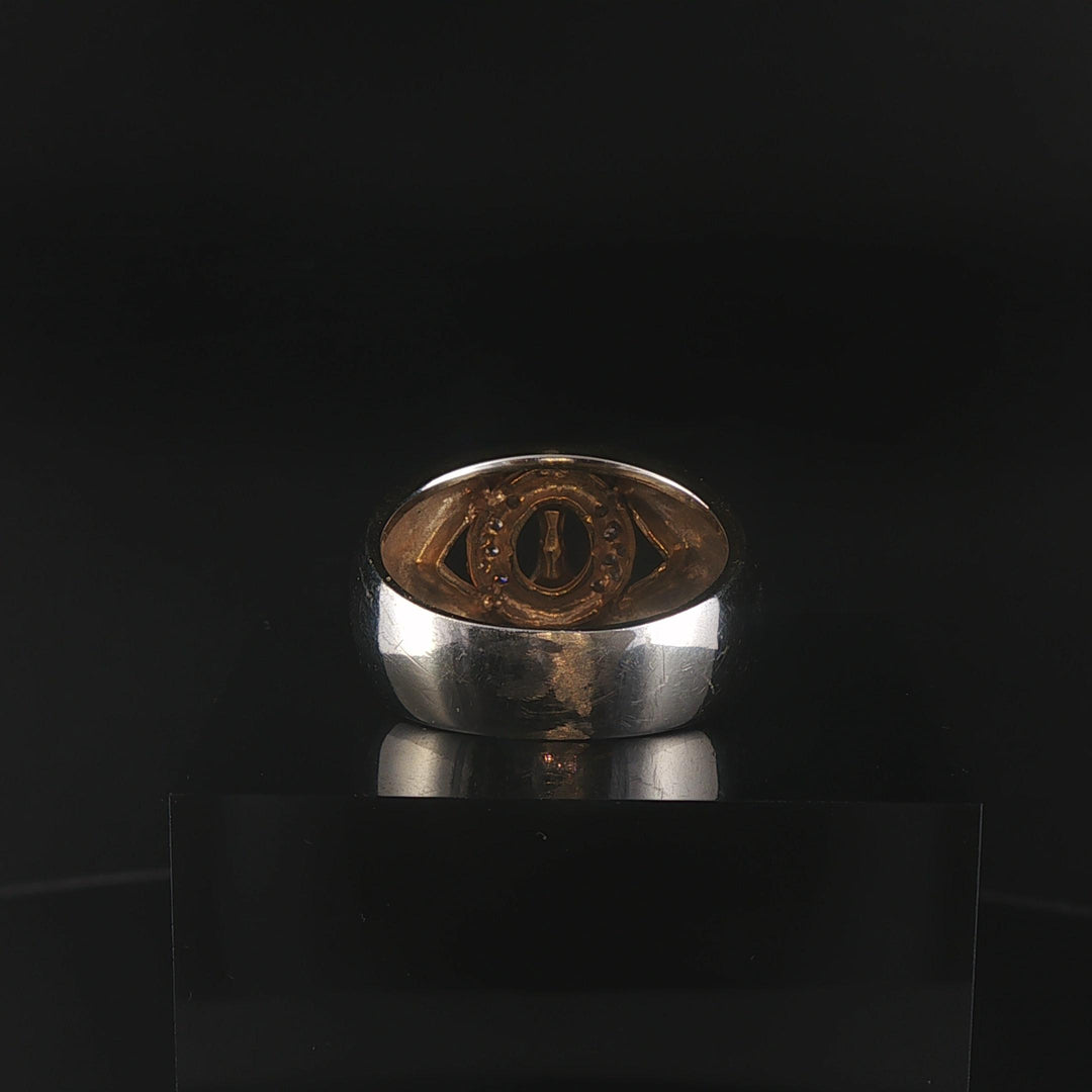 14k Yellow Gold and 0.15cttw Diamond Fancy Band Ring Size 9