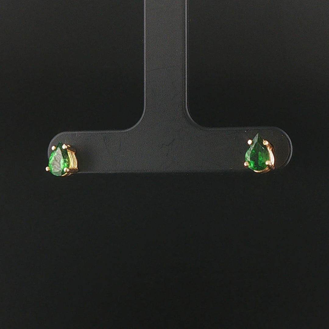 14k Yellow Gold and Pear Cut Tsavorite Stud Earrings