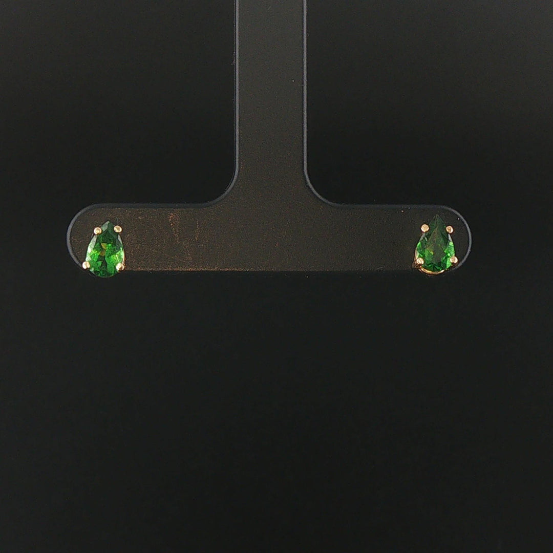 14k Yellow Gold and Pear Cut Tsavorite Stud Earrings