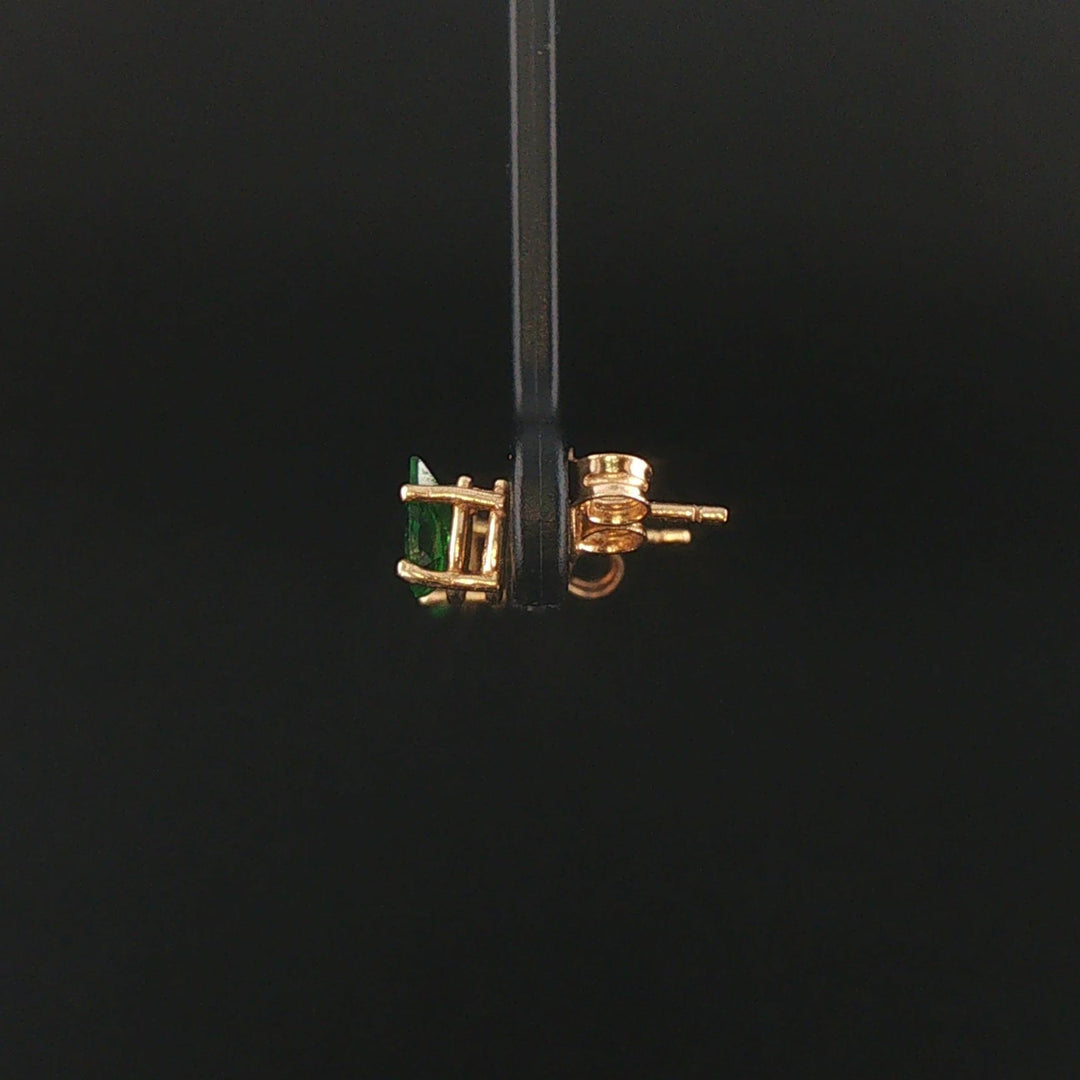 14k Yellow Gold and Pear Cut Tsavorite Stud Earrings