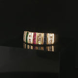 14k Yellow Gold Multi Gemstone and 0.84cttw Diamond Band Ring Size 9.75
