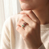 14k Yellow Gold Multi Gemstone and 0.84cttw Diamond Band Ring Size 9.75